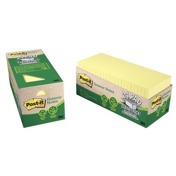 Post-It Sticky note Recycled Paper Greener Note Cabinet Pack With Storage Tray; 75 Sheets - Pad; Pack of  24 1272314